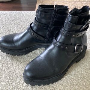 Made in Italy Black Studded Leather Ankle Boots
